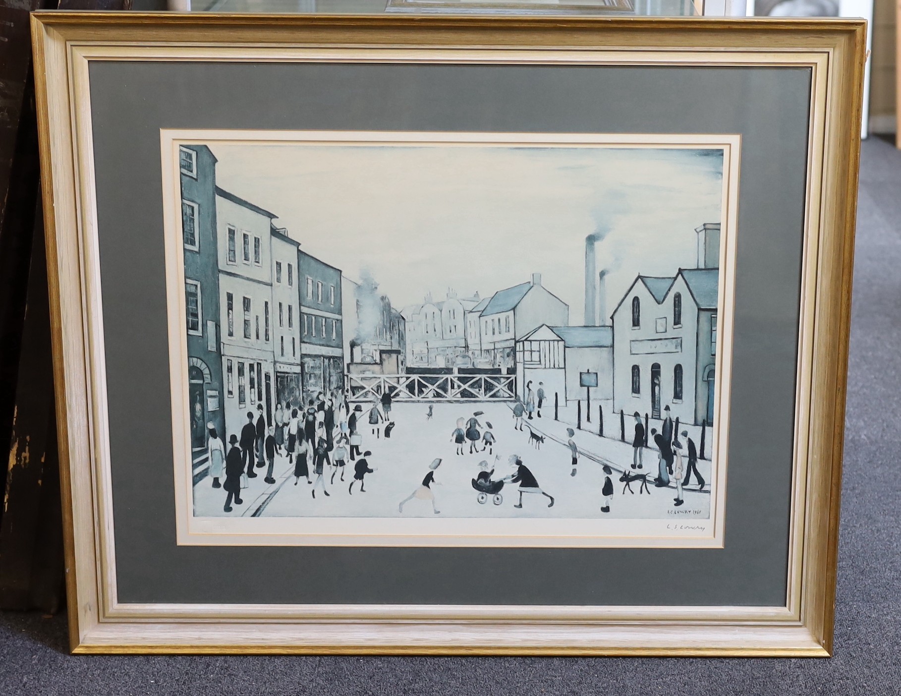 Lawrence Stephen Lowry R.A.(1887-1976), Level Crossing, Burton on Trent, Lithograph, 43.5 x 58cm.